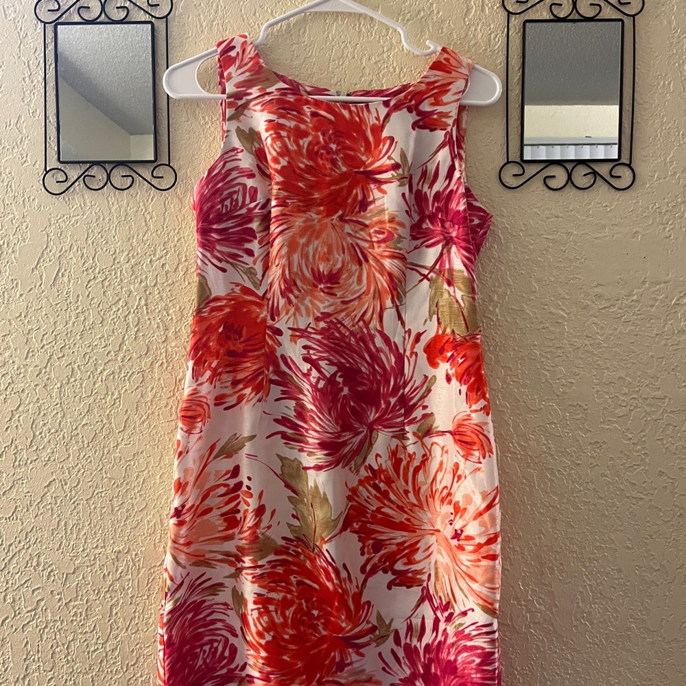Studio I petite Floral Mini Dress - Red, Pink, and Green